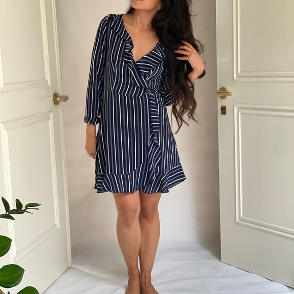 Striped Wrap Dress - Picture 2 of 2